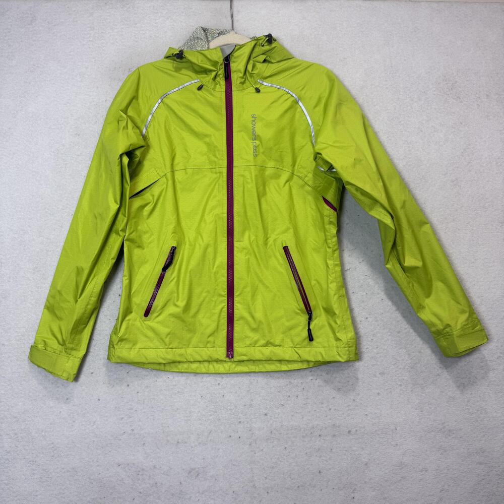 Showers Pass Artex Jacket Womens Small Green Hooded Cycling Windbreaker